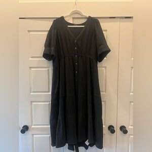 Madewell Lightspun Tiered Button Front Midi Dress (Plus Size)